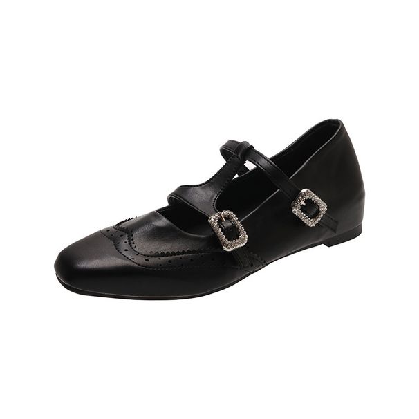 Niche Vintage Mary Jane Bow-toed Shoes For Women Wearing A Square Toe For Lazy People With A Slip-on Single Shoe_vogvips.com