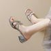 Weiwei Girl 367-2 Fairy Style Sandals Women With Bowknot High Chunky Heels Rhinestone Slippers For Summer Outdoor Wear_vogvips.com