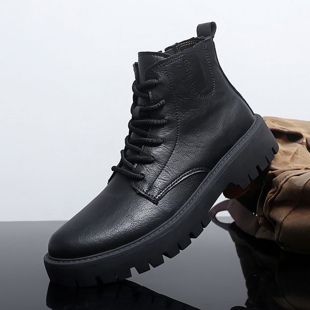 Men's Trendy Martin New Autumn And Winter Men's Short Genuine Leather Versatile High-Top Outdoor Work Boots,_vogvips.com