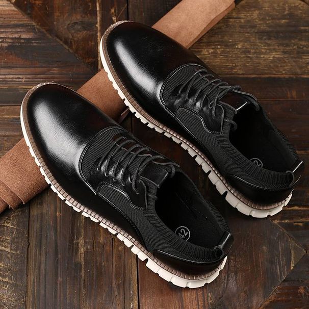 Men's Flying Woven Spring And Summer Casual Shoes Lightweight Eva Soles PU Splicing Comfortable Leather Shoes For Men_vogvips.com