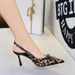 7317-A13 European And American High Heels Women Sexy Leopard Print Versatile Backless Strap Bowknot Pointed Toe Stiletto_vogvips.com