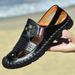 Men Genuine Leather Men's Sandals Durable Handmade Stitching Close Toe Non Slip Shoes For Indoor Outdoor Beach Casual_vogvips.com
