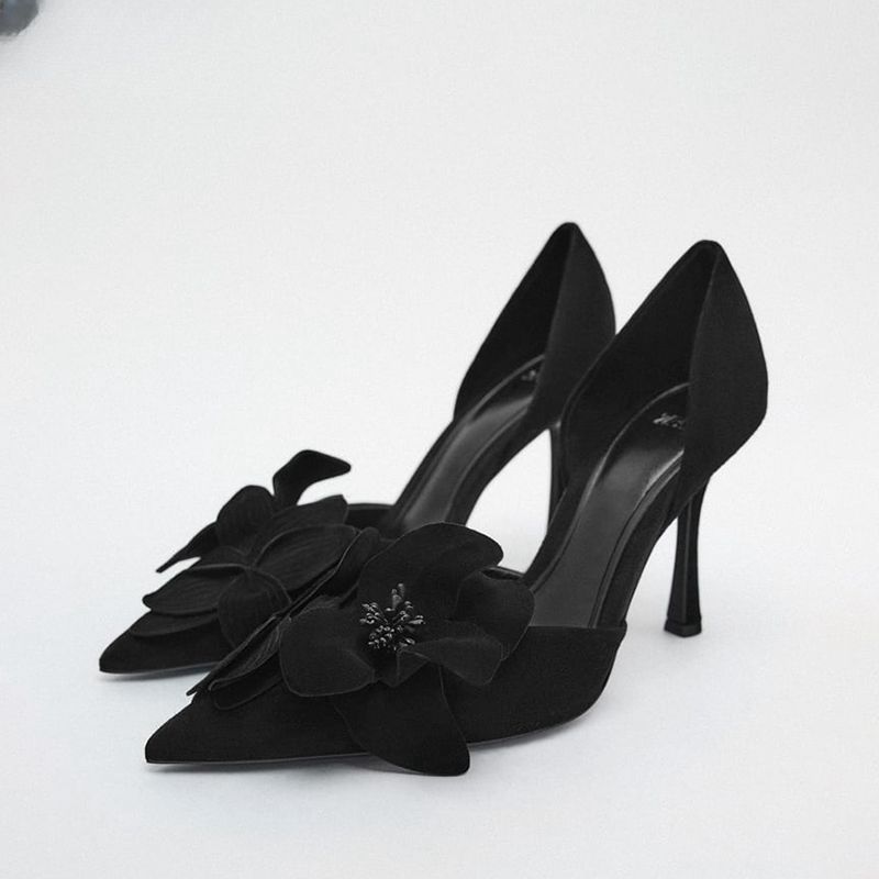 Women's Elegant Rose Pink Floral High Heel Sandals - Pointed Toe Open-Toe Stiletto Pumps For Summer Parties And Special Occasions With Stiletto Heel_vogvips.com