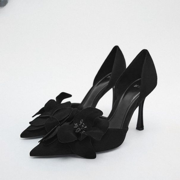 Women's Elegant Rose Pink Floral High Heel Sandals - Pointed Toe Open-Toe Stiletto Pumps For Summer Parties And Special Occasions With Stiletto Heel_vogvips.com
