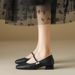 Women's Single-strap Pearl-decorated 2026 Four-season Model, Square-toed Soft Leather Chunky Heel Shoes, Fashionable And_vogvips.com