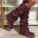 2026 Women's Metal Platform Boots Round Toe Thick Sole Knee High Boots Motorcycle Nightclub Cosplay Halloween Decorative Shoes For Women_vogvips.com