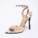 In-stock Cross-border European And American Women's Round-toe Printed Knotted Strap Stiletto Sandals Party High Heels_vogvips.com