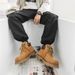Men's Shoes Martin Boots Men's Genuine Leather Autumn And Winter New High Top Yellow Boots Casual Work Boots Mid Top Versatile Men's Boots Trendy_vogvips.com