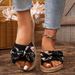Women's Fashionable Non-Slip Wear-Resistant College Vacation Beach Style Bright Diamond Flower Flat Heel Flip Flops_vogvips.com