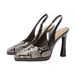 Comfortable Waterproof Platform High Heels, 2026 Summer New European And American Snake Pattern Pointed Toe Stiletto Slip-on Close_vogvips.com