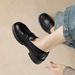 Fleece Loafers Women's Thick-soled Warm Black One-pedal Small Leather Shoes Thick-heeled Single Shoes Women_vogvips.com