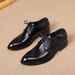 British-style Business Formal With Internal Height Increase, Youth Pointed Leather Korean-style Casual Shoes, Lace-up_vogvips.com