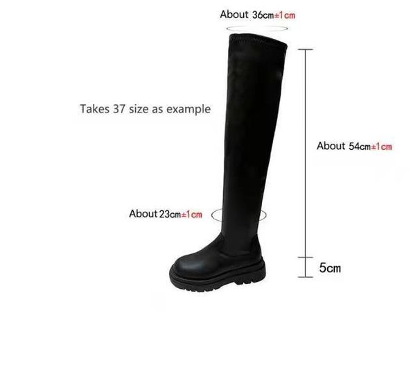 Women's Boots New Large Size Women's Long Autumn And Winter Thick Soled Over The Knee Show High Elastic Thin Boots Women_vogvips.com