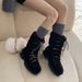 Fashion Versatile Furry Lace-up Boots For Women 2025 New Thick Sole Heightening Fleece Lined Thickened Warm Northeast_vogvips.com