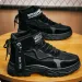 Mens Black High Top Platform Boots With Velcro Strap And Letter Print_vogvips.com