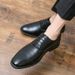 New Black And White Color-block Carved Brick Men's Shoes For Men's Business Leather British Derby Shoes Pointed Toe Banquet Wedding Leather Shoes_vogvips.com