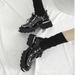 Women's Retro Style Square Toe Leather Derby Shoes Studded Punk Platform Spring Autumn_vogvips.com