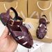 2025 Korean-style Sheepskin Sandals For Women, New Summer Model, Soft-soled, Closed-toe, Casual Roman Shoes, Versatile,_vogvips.com