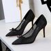 9329-3 Frch Style Fashion High Heels Bowknot Pointed Toe Shallow Mouth Mesh Lace Stiletto Slip-On Single Shoes For_vogvips.com