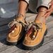 Women's Beaded Suede Loafers Lace-Up Platform Spring Style Plus Size Low Top Shoes_vogvips.com
