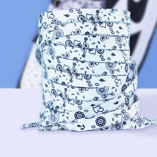 Shoelaces Sneakers With Cashew Flower Pattern, Army No. 1, Black And White, Colorful, Trendy, Personalized Flat Shoelaces And Ropes._vogvips.com