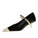 Fashion elegant light luxury party women's shoes medium heel shallow mouth pointed metal chain with a single shoe_vogvips.com
