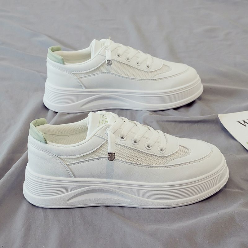 Women's Breathable Casual Sneakers - Lightweight Platform Shoes With Soft Sole For Spring & Summer - Fashionable Low-Top Lace-Up Shoes_vogvips.com