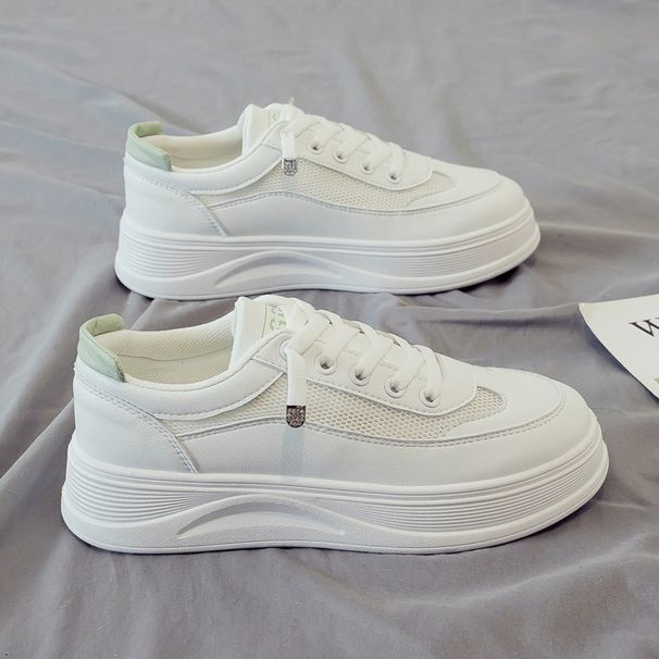 Women's Breathable Casual Sneakers - Lightweight Platform Shoes With Soft Sole For Spring & Summer - Fashionable Low-Top Lace-Up Shoes_vogvips.com