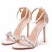 Women's Shoes New style one strap versatile bridal stilettos 11cm high heeled white PU high heeled sandals women's wedding shoes_vogvips.com