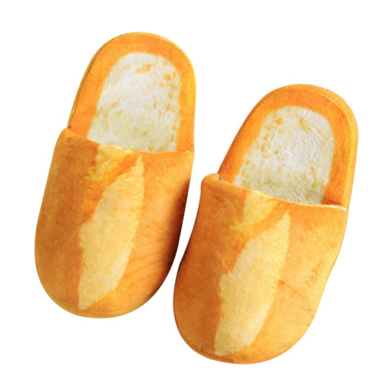 Simulation Bread Winter Home Soft Bottom Non-Slip Plush Warm Cotton Slippers For Woman Man Comfort Babouche_vogvips.com