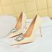 3265-K2 Korean Fashion Shoes Super Thin, Shallow Mouth Sharp Metal Water Diamond Buckle Single Shoes, Women's High_vogvips.com