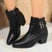 British Style High Heeled Martin Boots Plus Size Side Zipper Belt Buckle Chunky Heel Fashion Boots For Women_vogvips.com