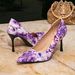 Women's High Heel Sandals Women Fashion Purple Printed Simple Pointed Stiletto High Heel Sandals Women_vogvips.com