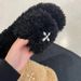 26xx Version ~ High Trendy Brand X SMFK Black Velvet Furry For Women Outdoor Cross Pattern Lamb Wool Thick Sole One-Word ~_vogvips.com