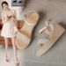 Korean-style Wedge Heel With Rhinestone Straps, Versatile Petite Women, 2026 Summer New Beach Sandals For Women_vogvips.com