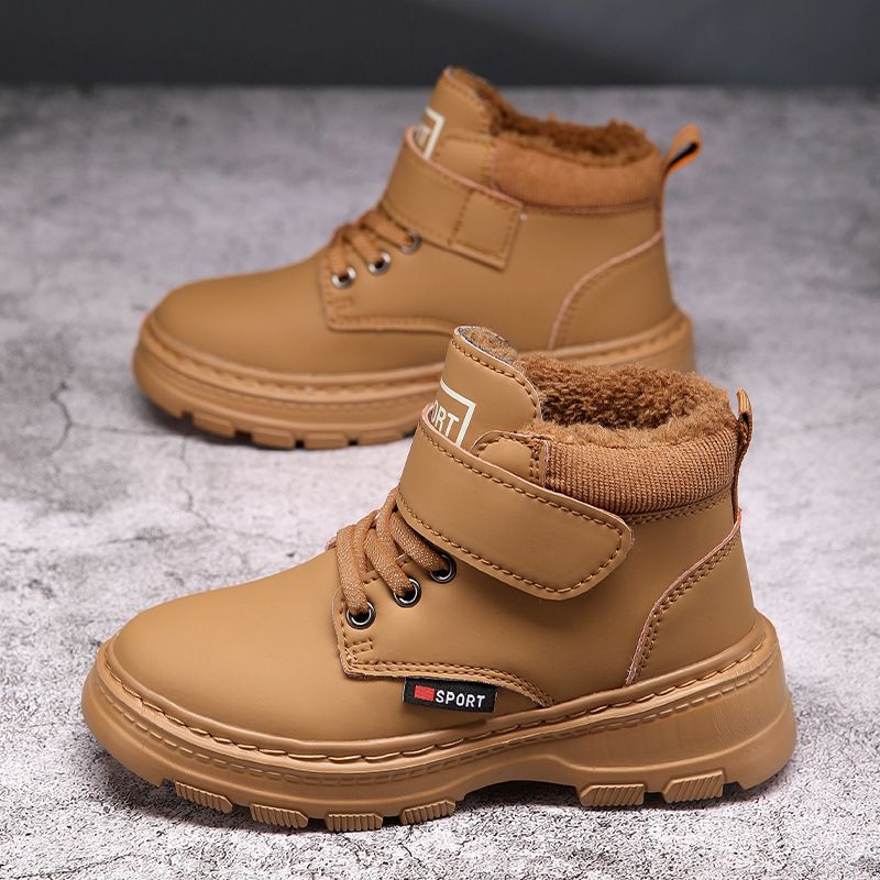 Boys' Shoes New Fleece-Lined Thickened Warm Children's Waterproof Martin For Older Kids Non-Slip Casual Cotton Boots_vogvips.com