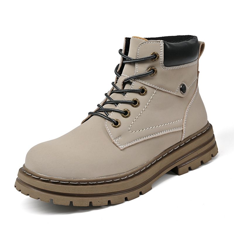 Men's Waterproof Leather Work Boots - High Top Rugged Outdoor Boots For Men, Durable & Comfortable Casual Boots For All Seasons_vogvips.com