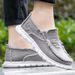 Breathable Slip-On Loafers For Men - Lightweight Canvas Casual Shoes With Comfortable Rubber Sole, Classic Plain Design For Spring & Autumn_vogvips.com