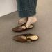 Vintage Versatile One-Strap Closed-Toe Half Slippers For Women, Slip-On Lazy Flat Mules With Open Back_vogvips.com