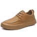 Spring 2025 New Versatile Trendy Men's Leather Thick Bottom Casual Work Waterproof And Anti Slip Board Shoes_vogvips.com
