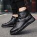 European Warm Series Autumn Winter Martin Men Black High-top Boots Fleece-lined Warm British Style Leather Youth Men's Shoes Trendy Brand_vogvips.com