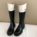 Su Yinyin~ Thick-Soled Buckle Over-the-Knee Autumn Winter New Round-Toe Color-Block High Tube Riding Boots For Women_vogvips.com