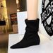 6383-6 Women's Mid-Calf Slim Vintage Versatile Height-Increasing Suede Fashion Ankle Boots, Pointed Toe Short Boots_vogvips.com
