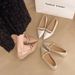 French Evening Wind Rhinestone Pointed Flat Shoes Women's Shallow Mouth Inner Height Increase Nude Single Shoes Commuter Soft Sole_vogvips.com