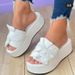 Large Size Solid Color Sponge Cake Bow Shaped Flip Flops Women With Thick Soles And Beach Sandals For External Wear_vogvips.com