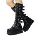 2024 New Style Metal Buckle Thick Sole High Tube Boots For Women Plus Size_vogvips.com