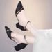 2024 Spring New Women's One-Strap Buckle Closed-Toe Sandals, Korean Style Chunky Heel High Heels, Pointed Toe Hollow_vogvips.com
