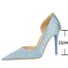 BIGTREE Shoes Sky Blue Women Pumps Sexy High Heels Vintage Stone Pattern Design Women Heels Stilettos Ladies Shoes Large Size 43_vogvips.com