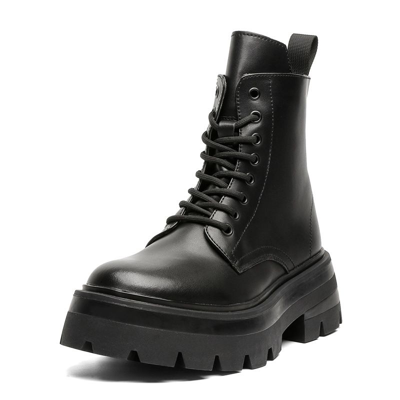 High-top Lace-up Velvet Martin Boots Thick-soled Heightening Retro Tooling Boots Men's Boots_vogvips.com