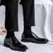 New British Style Business Dress Leather Shoes, Men's Three Joint Black Soft Top Groom's Wedding Shoes 8114-R_vogvips.com